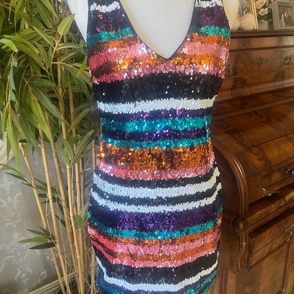 M2 by Mocha Apparel ladies sequin dress V-neck large excellent condition lined - Picture 11 of 13